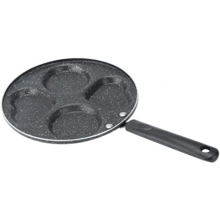 Poêle Anti-adhésive 4 Trous Formes Cœur & Étoile – Idéale Œufs, Crêpes, Pancakes, Fun En Cuisine !