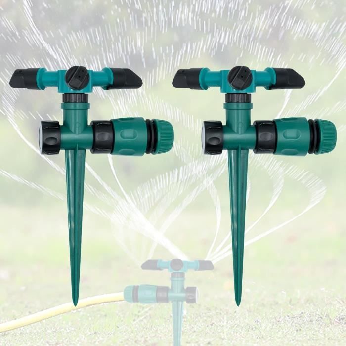 Lot De 2 Arroseurs De Jardin Rotatifs 360° - Portée Réglable Jusqu'à 12 M - Pour Pelouse, Fleurs, Potager