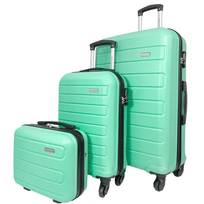 Lot valises cabine et soute et vanity rigides Vert BA10603