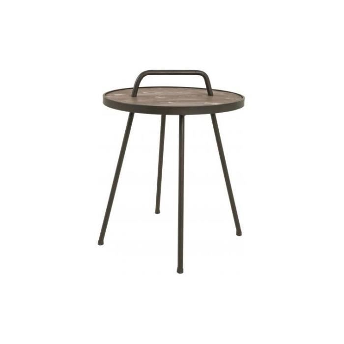 table d'appoint ronde en bois massif noir vintage - declikdeco - frio - dimensions 50x50x65cm