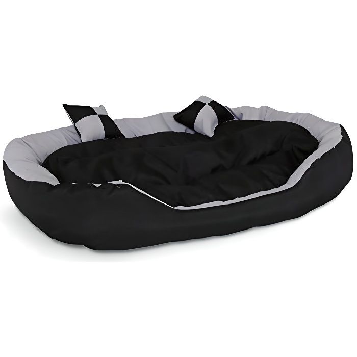 Lit-Canapé pour chien - dibea - Gris-Noir - 85x70x20 cm - Intérieur - Coussin réversible