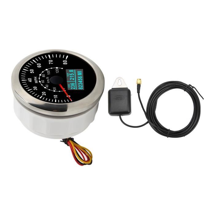 Compteur De Vitesse GPS Universel 85mm 200km/h - Étanché Avec Rétroéclairage Pour Moto, Voiture, Camion Et Tracteur - Noir