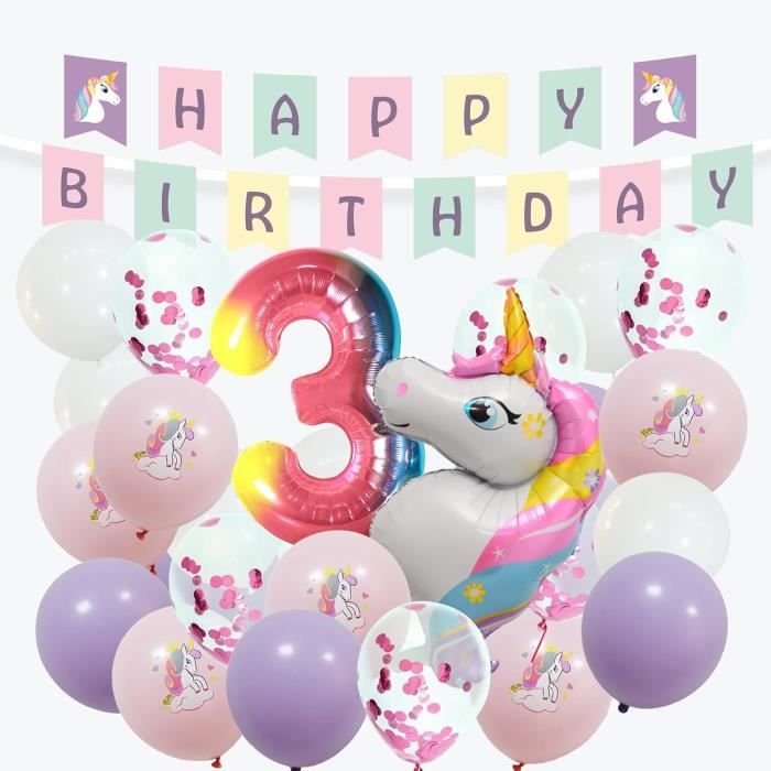 Kit Décoration Anniversaire Licorne Pour Fille - 127 Ballons Colorés, Guirlande, Arche - Thème Pastel Pour Fête 3 à 12 Ans