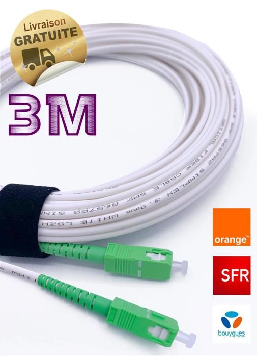 3m - Rallonge-Jarretiere Fibre Optique - SC APC vers SC APC - Garantie 10 AnsCâble Fibre Optique Orange SFR Bouygues