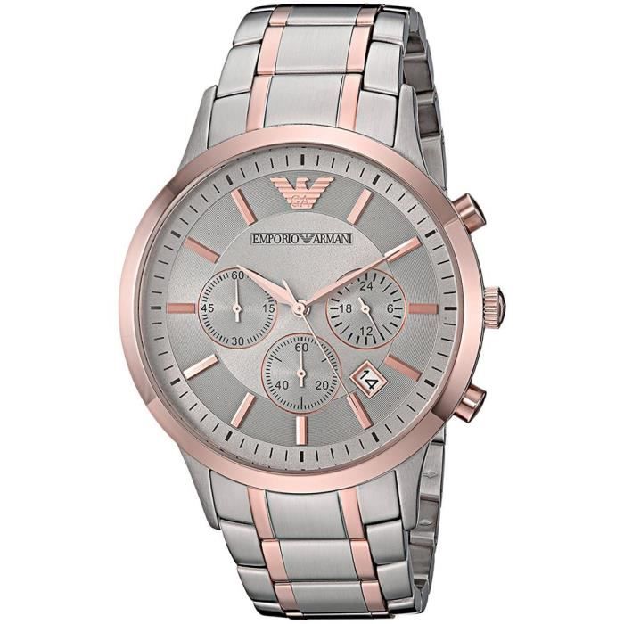Emporio Armani Renato Homme 43mm Bracelet Acier Bicolore Quartz Montre AR11077 Cdiscount Bijouterie