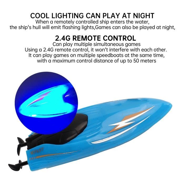 Huairdum Bateau Télécommandé 2.4G – Étanche Avec Rotation 360° – Double Hélice – Piscine Ou Baignoire – Cadeau Enfant