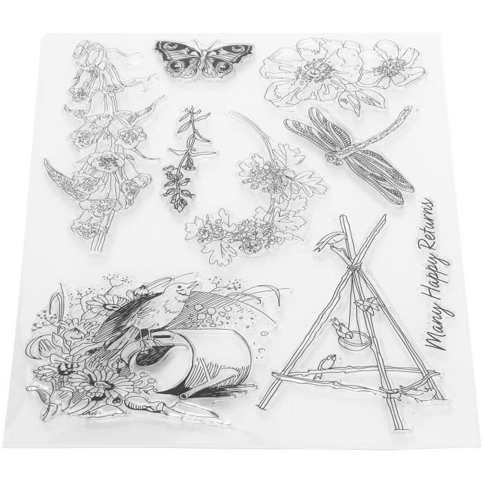 Tampon Fleur Et Vase Transparent - Joint Caoutchouc Clair Pour Scrapbooking, Cartes Et Déco DIY