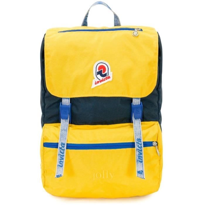 Sac a dos INVICTA Jolly III Vintage Rembourre Poche pour ordinateur Nylon lave a la pierre jaune gris Cdiscount Bagagerie Maroquinerie