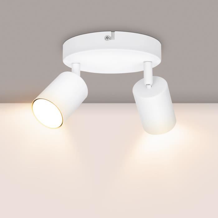 Plafonnier LED GU10 2 Spots Orientables KYOTECH - Métal Aluminium Blanc