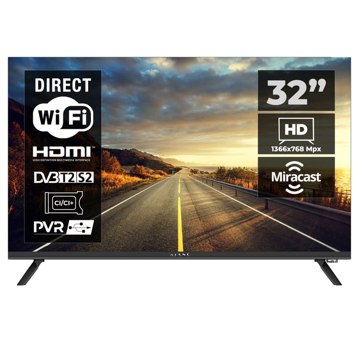 Kiano Elegance TV Smart Téléviseur 32 Pouces 80 cm LED HD TV Android TV Bluetooth WiFi 3x HDMI Triple Tuner DVB T2 CI