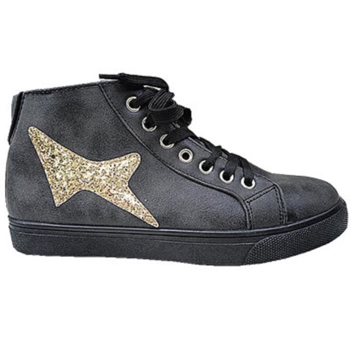 Baskets montante femme lacet mode fille Argenté Noir Doré Y227