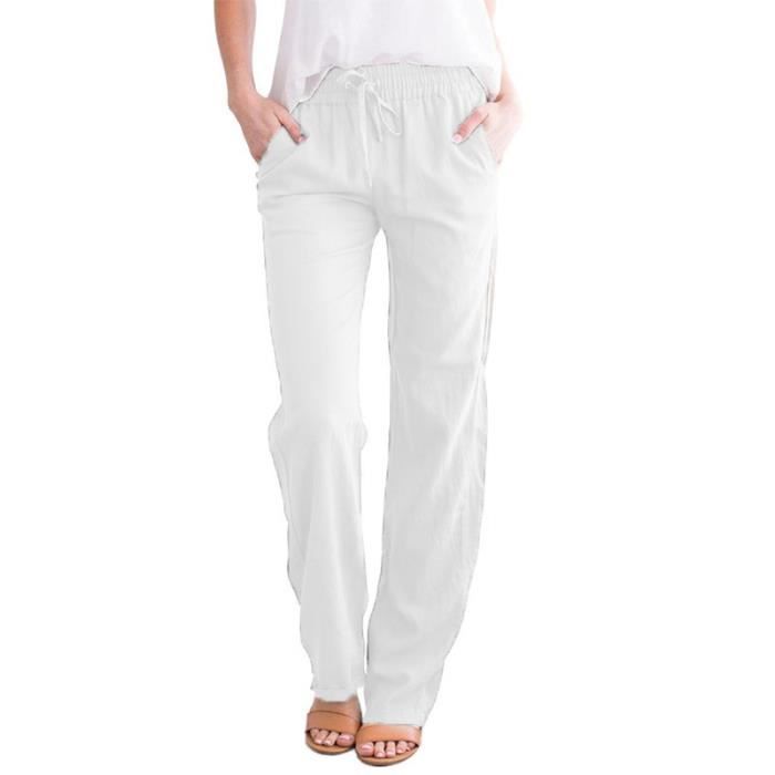 Pantalon blanc en deals lin pour femme