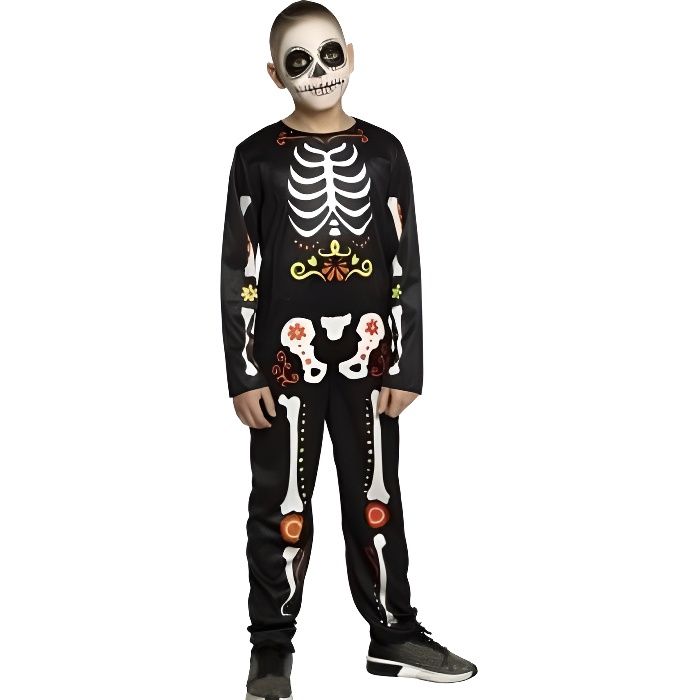 Garçons Filles Glow in the Dark Squelette Costume Halloween Robe fantaisie 3-9 Ans 