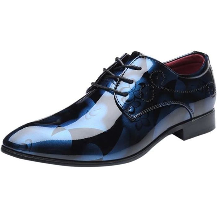 Pointu hommes Mode Toe brillant Derbies de mariage en cuir Chaussures  d'affaires jiyugala107 Bleu - Cdiscount Chaussures
