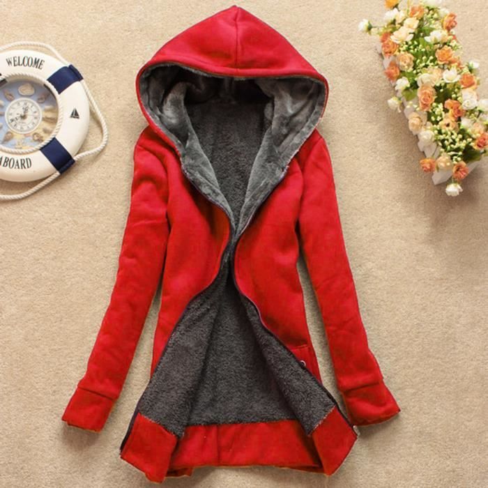 Manteau de veste de sweat capuche zipp doubl en sherpa