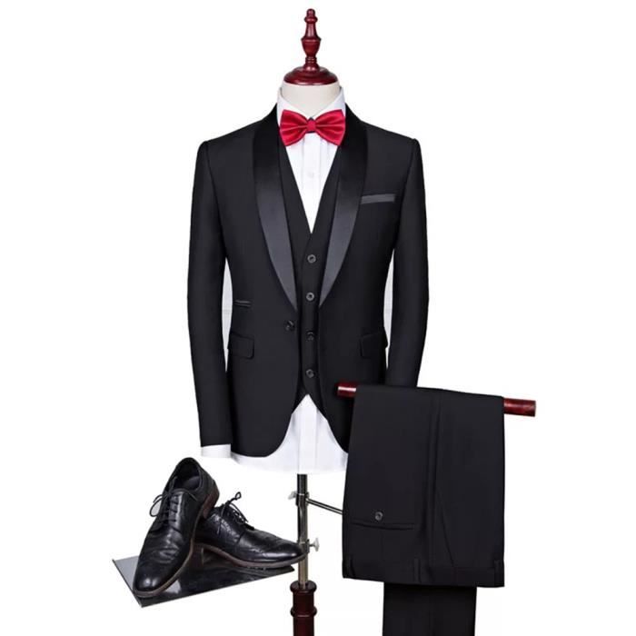 Costume Homme uni de Marque Luxe V Tements Masculin Noir