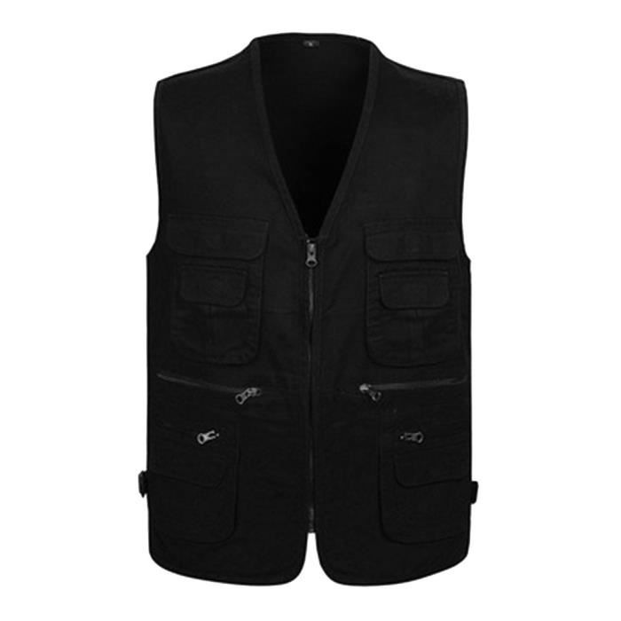 Homme Gilet de Sport Sans Manches Multipoches pour Camping Chasse P??che Photographie de voyage 