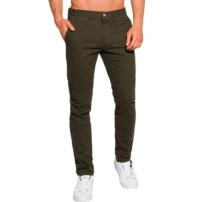 Pantalon chino homme Pantalon 1090 vert kaki Vert Cdiscount Pret a Porter