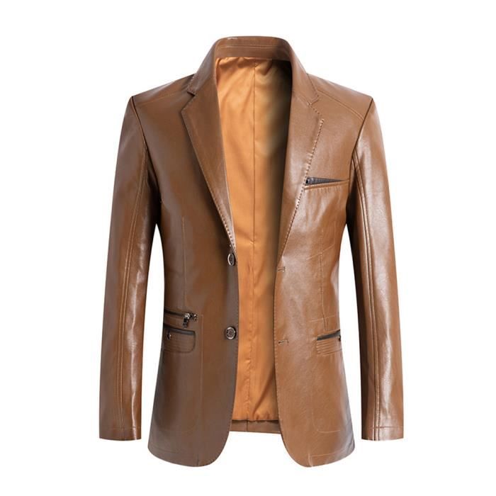 Homme Veste de Cuir Veste d affaires l gante Veste en Simili Cuir