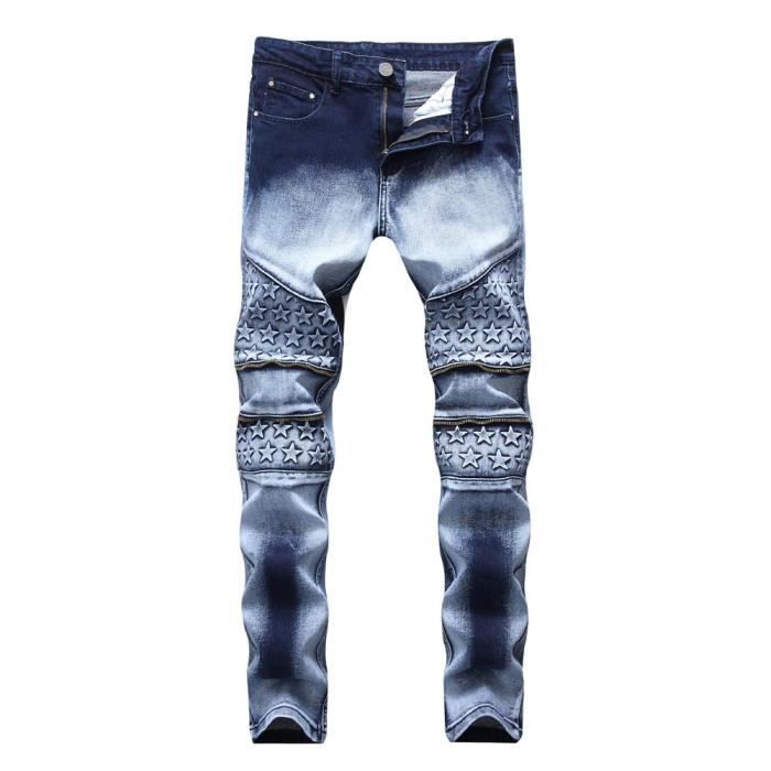 Jeans Homme Fashion Slim Fit Stretch 5 Poches Pantalon en Denim