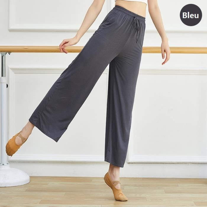 Pantalon de Yoga Modal Taille Haute Droit Bleu pour Adulte