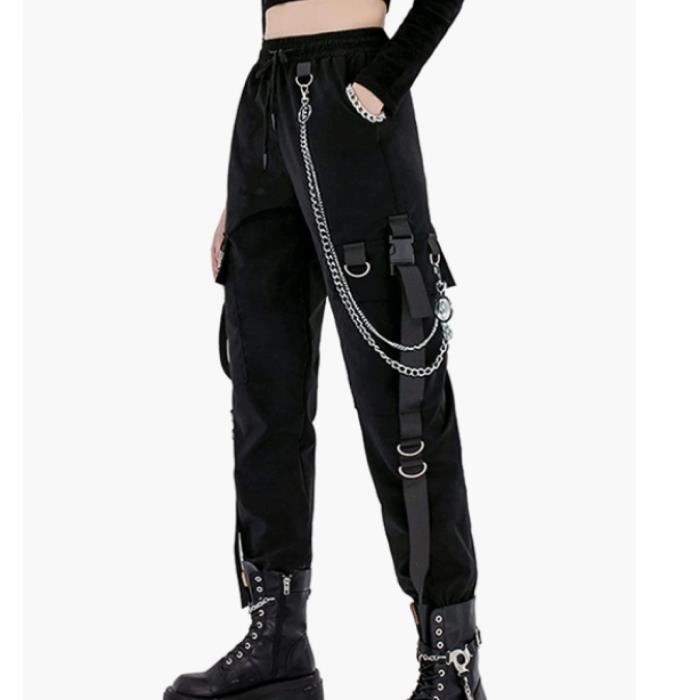 Pantalon cargo store noir avec chaine