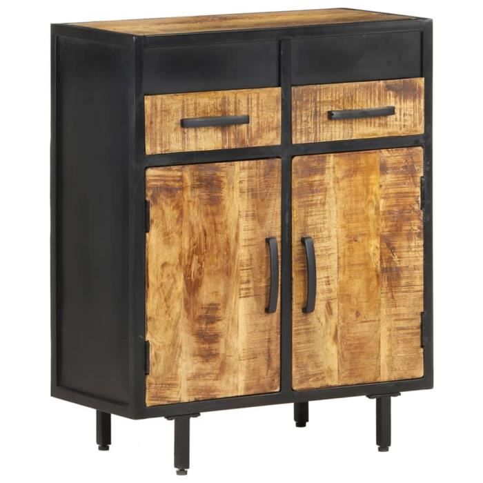 Armoire De Cuisine Design Avec Portes Vitrées Et Porte-Verres à Vin - 5 Tiroirs, Pieds Dorés, Noir