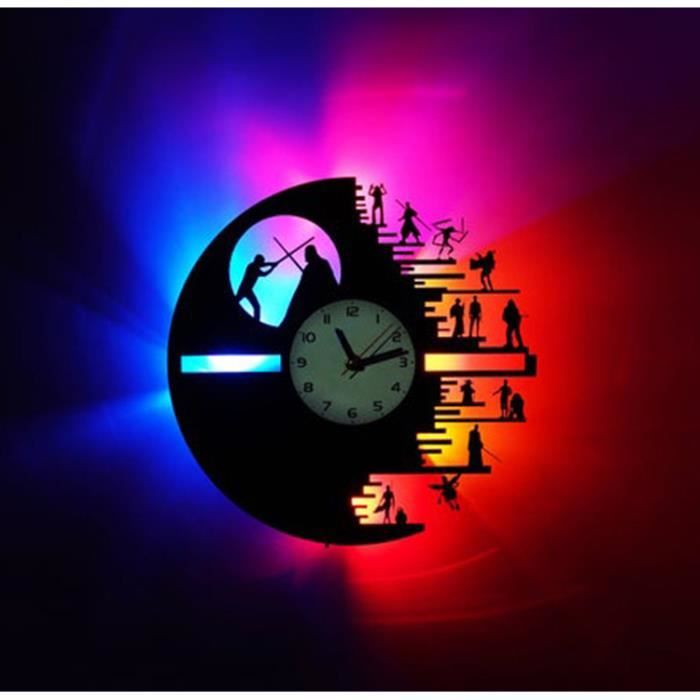Star Wars Disque Vinyle Horloge Murale Lumière LED Star Wars Vinyle Horloge  Télécommande Lumineuse - Cdiscount Maison