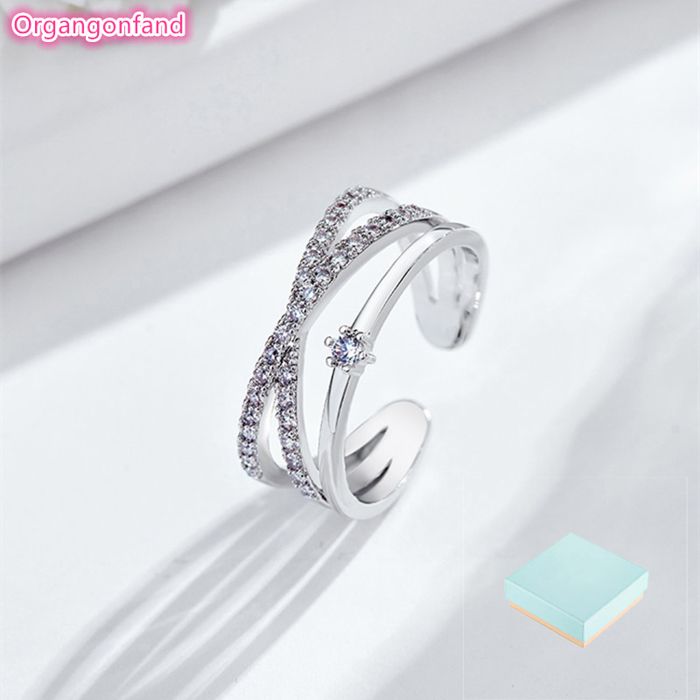 Bague femmes argent 925 ouverture reglable bague double couche mode bague index tendance Argent