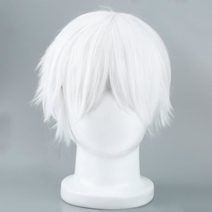 Perruque Blanche Homme Pour Le Cosplay Personnages D Anime