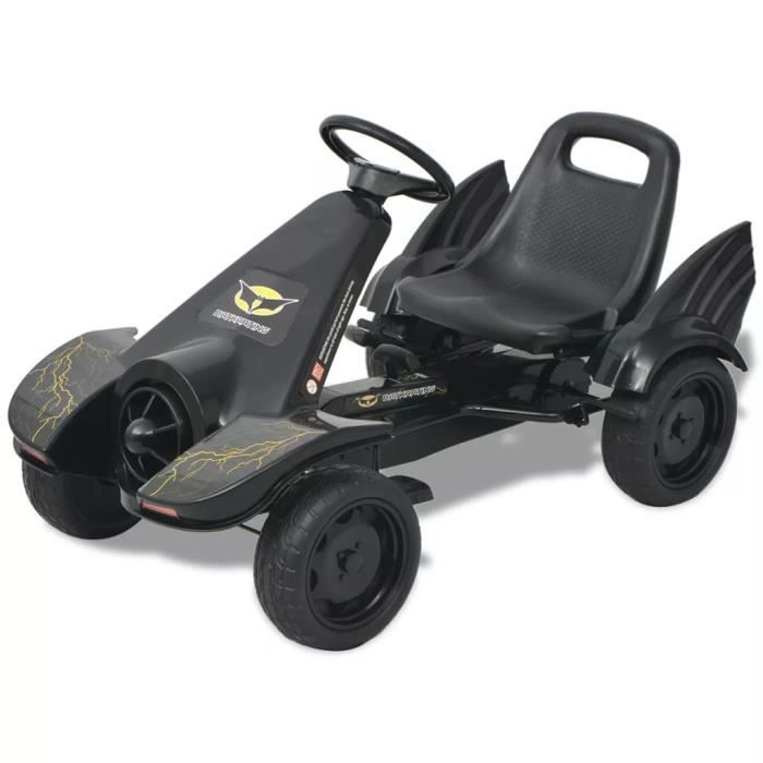 Kart A Pedale Avec Siege Ajustable Noir Voiture Electrique Enfant