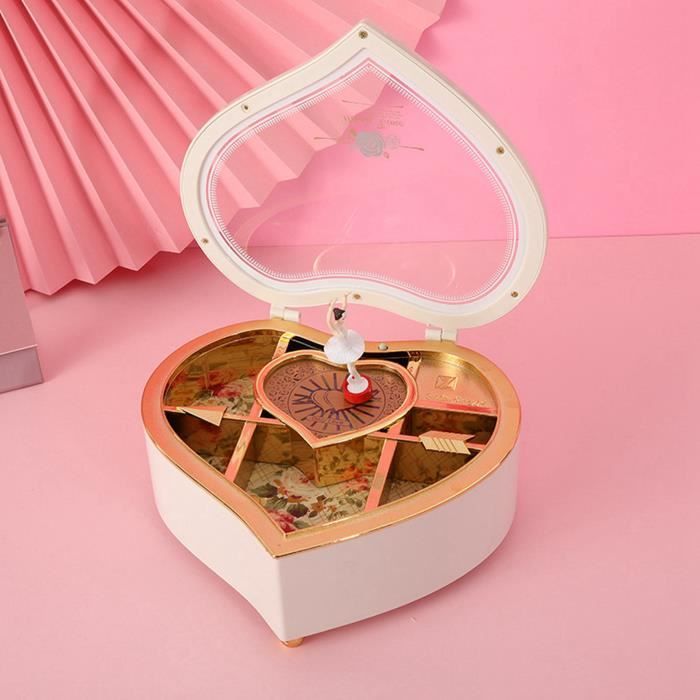 Boîte à Bijoux Musicale 5 Niveaux Avec Danseuse Tournante - En Bois, Miroir, Tiroirs - Cadeau Fille 8-12 Ans