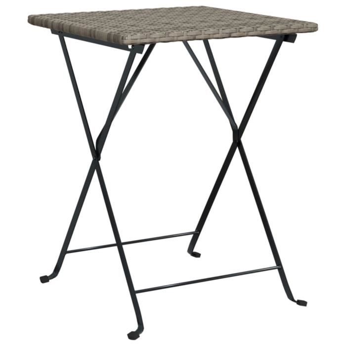 table de bistrot pliante gris 55x54x71 cm résine tressée - qqmora - drg38095
