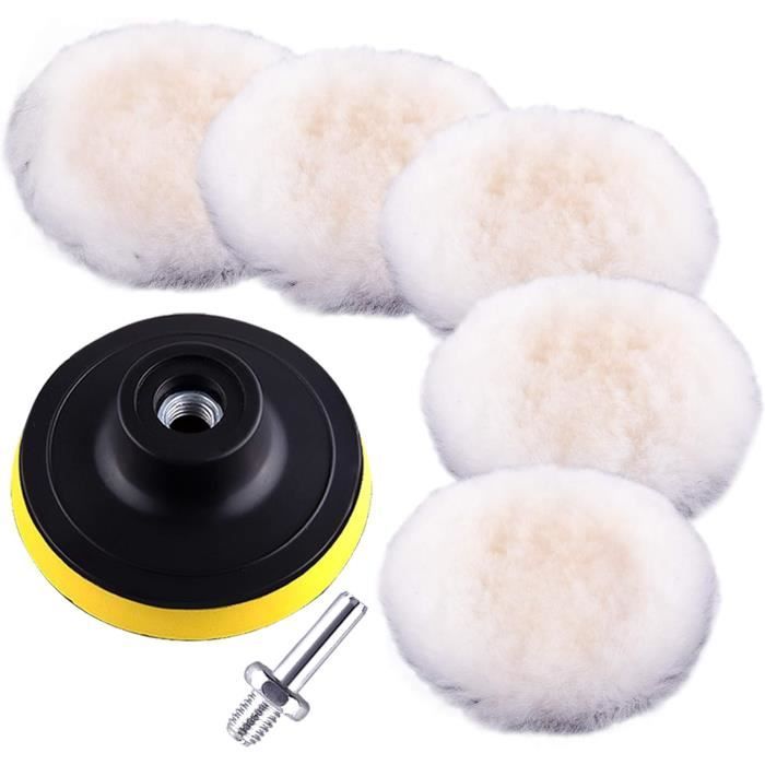 Kit De 5 Tampons Polissage Voiture 180 Mm - Éponge + Laine, Avec Adaptateur M14 Pour Perceuse