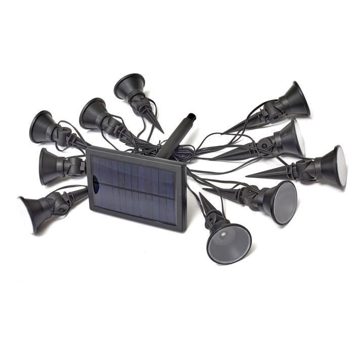 Guirlande solaire - SMARDTV - Multi-spots 5L - 10 ampoules - Blanc froid - 5 lumens
