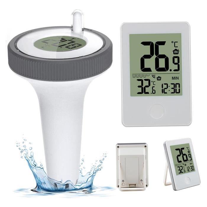 Thermomètre Piscine Solaire BALDR - Écran LCD, étanchéité IPX8, Sonde Précise - Pour Piscine, Jacuzzi, Bain Froid