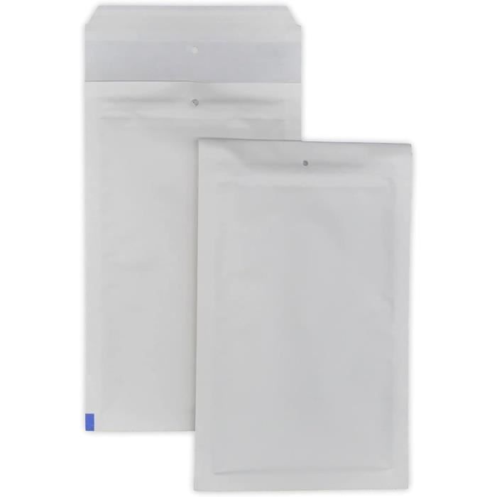 Lot De 100 Enveloppes à Bulles Blanches Format B/2 (110x215 Mm Intérieur) - Papier Kraft 90g/m², Bulles 10 Couches