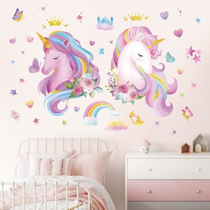 Decalmile s Muraux Licorne Arc en Ciel Autocollant Mural Licorne ...