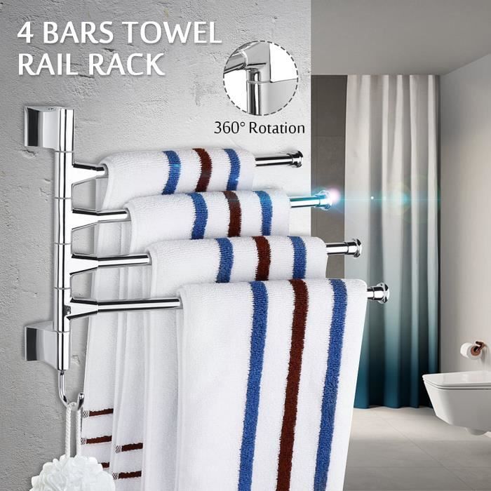 Tempsa 4 Barres Porte Serviettes Mural Pivotantes En Acier