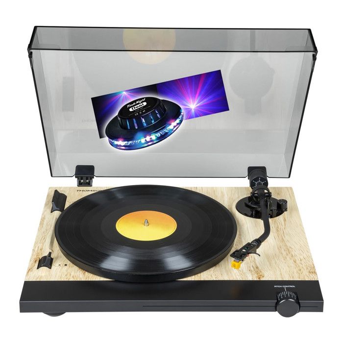 Tourne Disque vinyle Thomson TT702 Sortie RCA 3345 Tours Finition Bois jeu de Lumière OVNI couleurs LED - vue 2