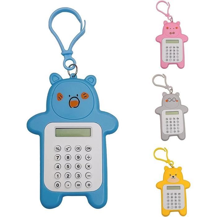 Mini calculatrice avec boucle à clé, portable, style biscuit, calculatrice de poche pour étudiant avec couleur bonbon pour la maison, les étudiants, l'école, le bureau – Violet