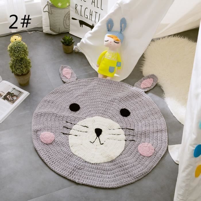 Tapis Déveil Tricoté Tissage à La Main Ours Gris Mignon Tapis De Jeu Couverture Pour Bébé Enfant