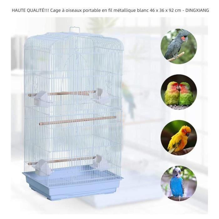 Meilleurs prix pour Cage à oiseaux portable en fil métallique blanc 46 x 36 x 92 cm - DINGXIANG