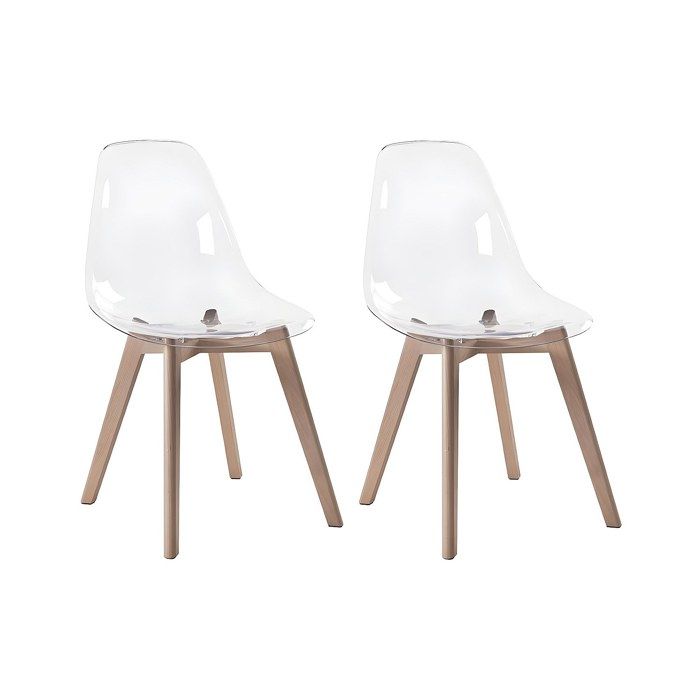 Lot de 2 chaises AUDRA - Polycarbonate et Hêtre - Transparent Lot de 2 chaises AUDRA - Polycarbonate et Hêtre - Transparent