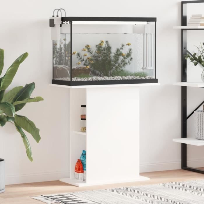vidaXL Support pour aquarium blanc 36x75x725 cm bois dingénierie 833647
