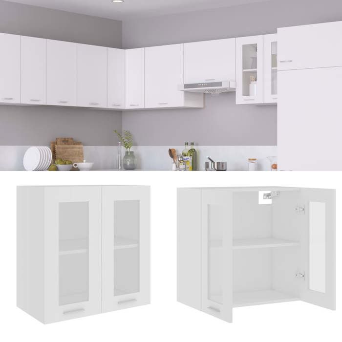 vidaXL Armoire en verre suspendue Blanc 60x31x60 cm Bois ingénierie 802521