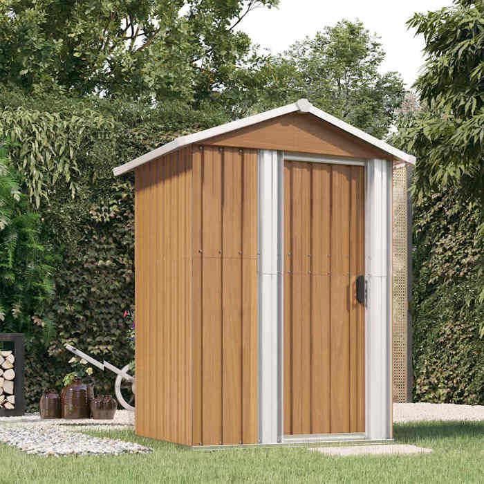 vidaXL Abri de jardin Marron 126x975x177 cm Acier galvanisé rangement de jardin pour les outils rangement pour outils 316236