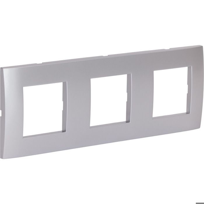 Triple prise câblée en saillie + plaque - Argent - Kalya - Zenitech