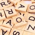 Jeu de société - Scrabble - 100 pièces en bois - Lettres et numéros - Accessoire d'artisanat-1