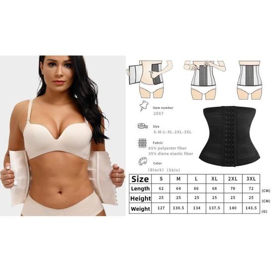 Gaine Amincissante Ventre Plat Femme - Ceinture Waist Trainer, Taille Réglable 4 Boutons - Pour Sport, Quotidien